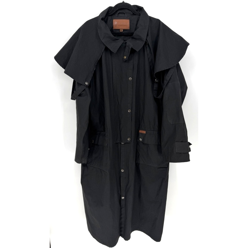 Outback Low Rider Duster Coat Mens 3XL Black Oilskin Waterproof Ranchwear Chore